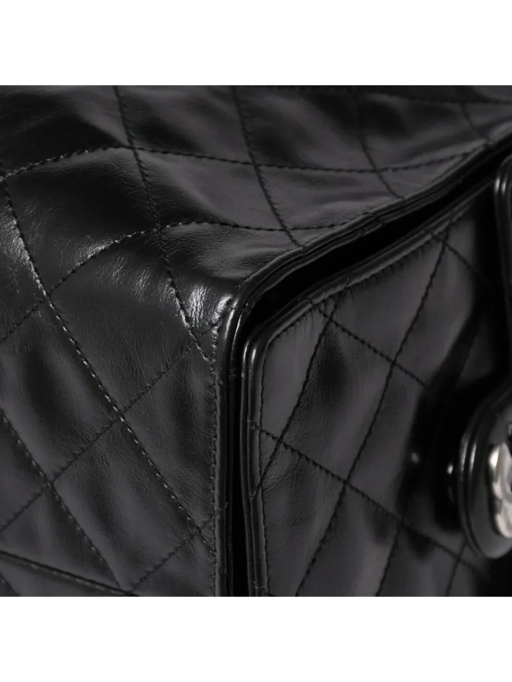 Chanel 25 Large Handbag Base Grained Calfskin CC Logo Black